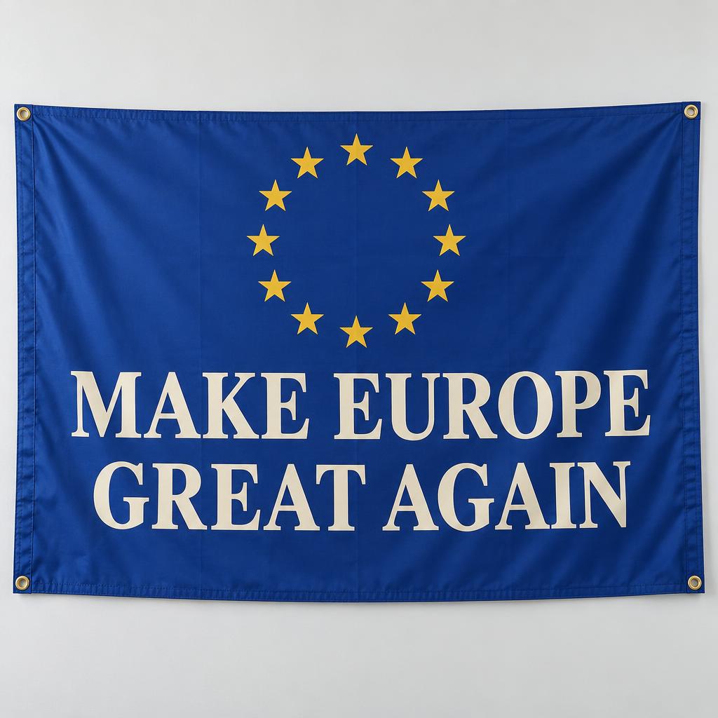 Royal blue Make Europe Great Again flag with twelve gold stars