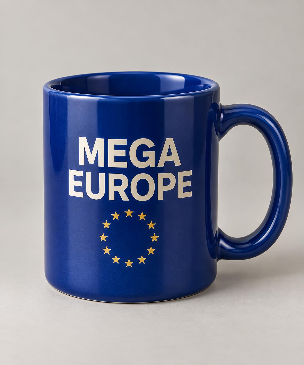Royal blue MEGA Europe ceramic campaign mug